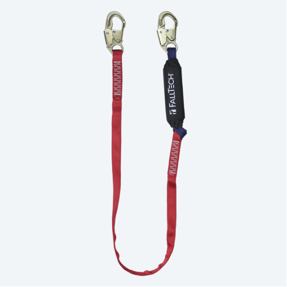 FallTech 8247B 6' Ironman 12' free fall Energy Absorbing Lanyard, Single-leg with Steel Snap Hooks from GME Supply